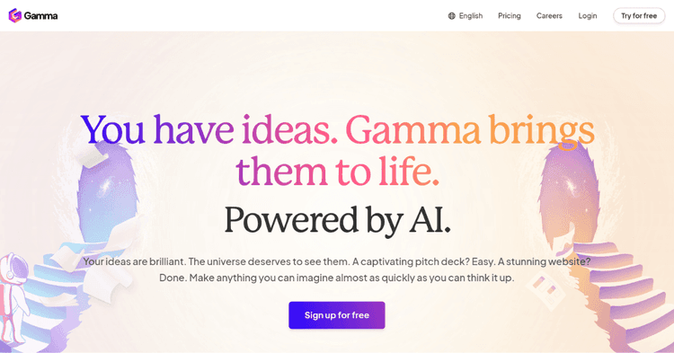 Gamma AI's Web Interface